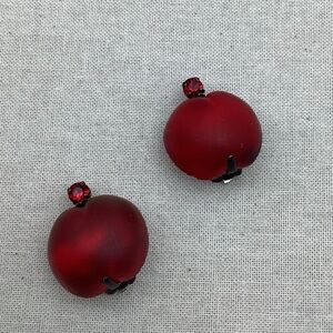Vintage Austrian Fruit Glass Red Plums clip earrings